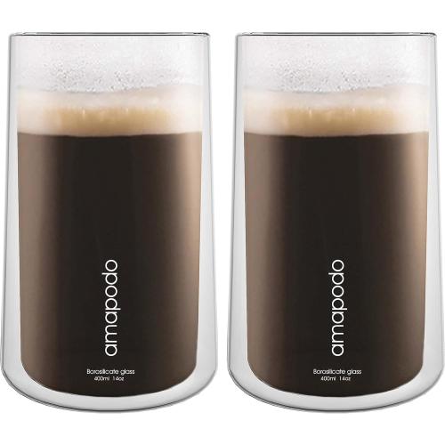 Présentation de Présentation Verres double paroi amapodo, 2 pièces, café, latte, isothermes