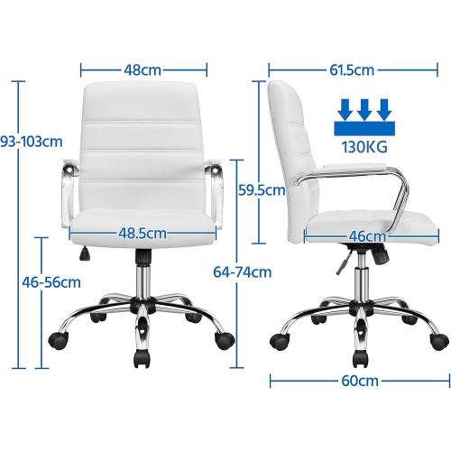 Présentation de Chaise Bureau Ergonomique Similicuir Inclinable Blanche, Hauteur Réglable en situation