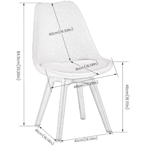 Présentation de Zoom sur Chaises Salle à Manger Scandinaves Rétro Pieds Bois Massif Blanches