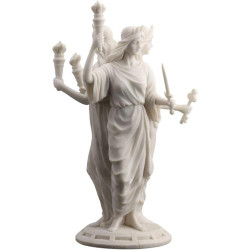 Statue Hecate Triple Déesse Blanc, Unicorn Darts en situation