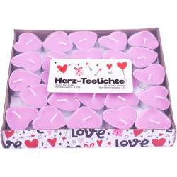 Bougies chauffe-plat Love, 50 pièces, rose, Pajoma en situation