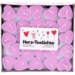 Présentation Bougies chauffe-plat Love, 50 pièces, rose, Pajoma