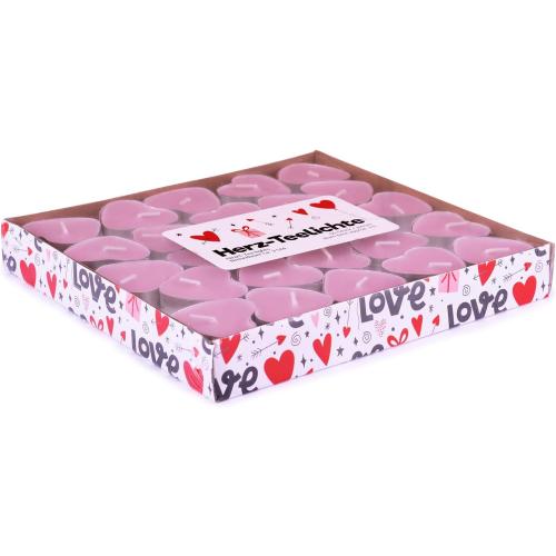 Présentation de Zoom sur Bougies chauffe-plat Love, 50 pièces, rose, Pajoma