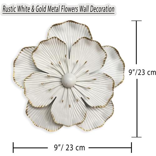 Présentation de Zoom sur Décoration murale fleur métal, sculpture florale moderne, fer vieilli