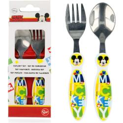 Présentation Couverts Métalliques Mickey Mouse Disney, Set 2 Unités