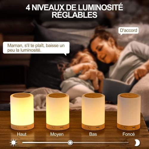 Présentation de Zoom sur Lampe Chevet Tactile LED ZOVHYYA, 11 Couleurs Rechargeable