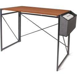 Présentation Bureau Informatique Pliable, Table Rangement, Style Industriel Marron