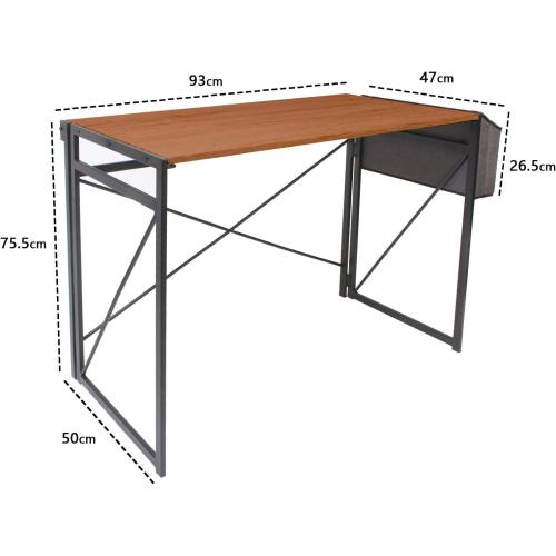 Présentation de Zoom sur Bureau Informatique Pliable, Table Rangement, Style Industriel Marron