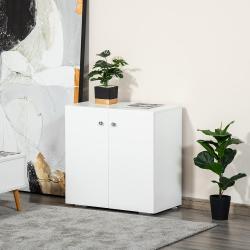 HOMCOM Meuble de Rangement Moderne Blanc, 2 Portes, 2 Étagères en situation