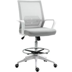 Présentation Fauteuil Bureau Haut Réglable, Pivotant 360°, Gris, Blanc