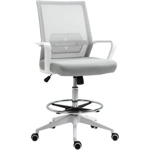 Présentation de Présentation Fauteuil Bureau Haut Réglable, Pivotant 360°, Gris, Blanc