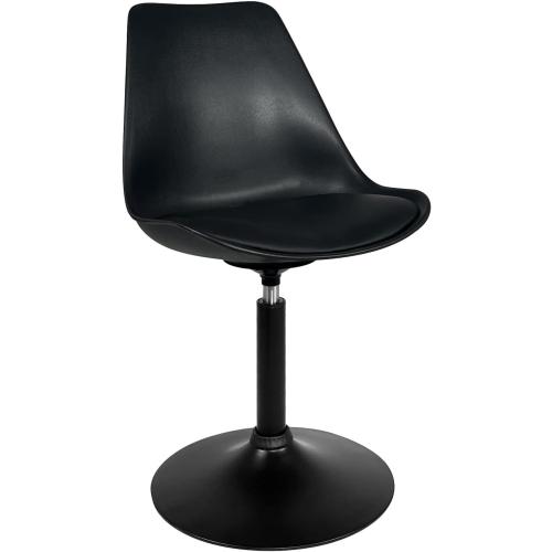 Présentation de Zoom sur KAYELLES Chaises Pivotantes Vintage, Noir, Plastique, Simili Cuir