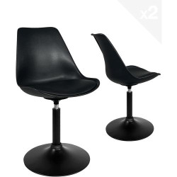 Présentation KAYELLES Chaises Pivotantes Vintage, Noir, Plastique, Simili Cuir