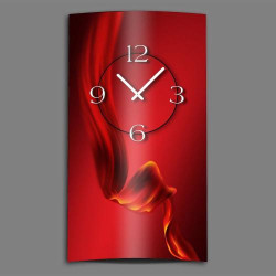 Présentation Horloge murale Dixtime design abstrait soie rouge silencieuse