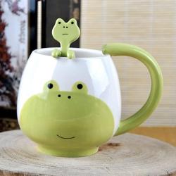 Présentation Tasse Grenouille Céramique, Cuillère, Sous-Verre, 420 ML