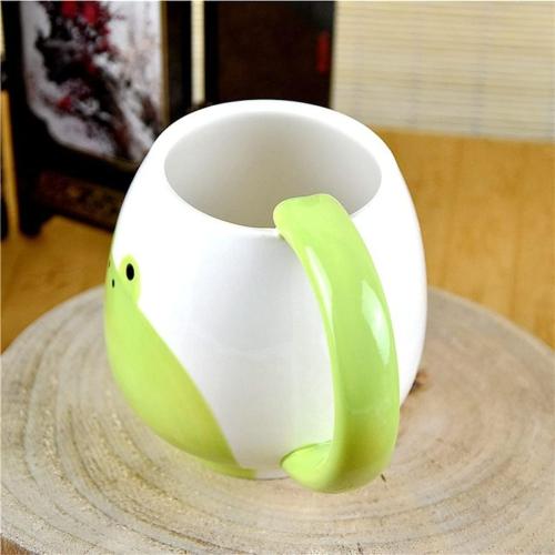 Présentation de Zoom sur Tasse Grenouille Céramique, Cuillère, Sous-Verre, 420 ML