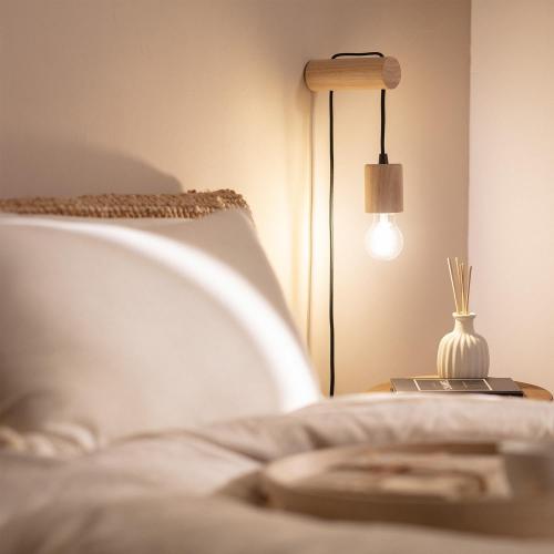 Présentation de Zoom sur Lampe Murale Bois Torse Naturel E27, Décoration Intérieure