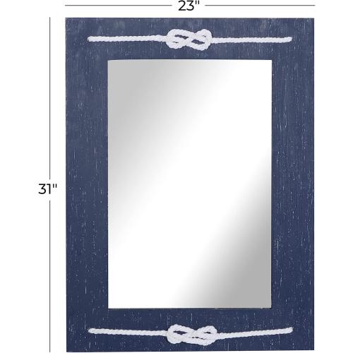 Présentation de Zoom sur Miroir Mural Bois Nœud Bleu Deco 79