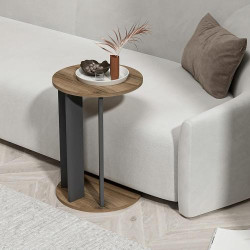 Présentation Table d'Appoint Ronde Design Anthracite, Panneau de Particules