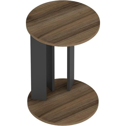 Présentation de Table d'Appoint Ronde Design Anthracite, Panneau de Particules en situation