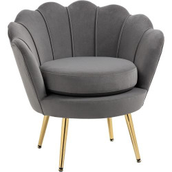 Présentation Fauteuil Vintage Velours Gris Haut Dossier Homcom