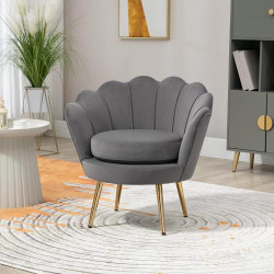 Fauteuil Vintage Velours Gris Haut Dossier Homcom en situation