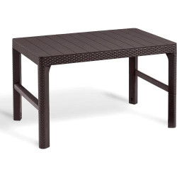 Présentation Table de jardin Allibert Lyon, élégante, marron, 2 en 1