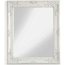 Présentation Miroir mural rectangulaire bois blanc antique, style shabby chic