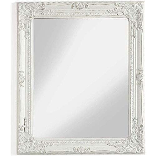 Présentation de Présentation Miroir mural rectangulaire bois blanc antique, style shabby chic