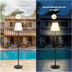 Lampadaire solaire extérieur RVB, blanc chaud, LED rechargeable en situation