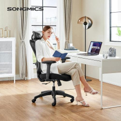 Chaise Bureau Ergonomique SONGMICS, Noir, Support Lombaire en situation