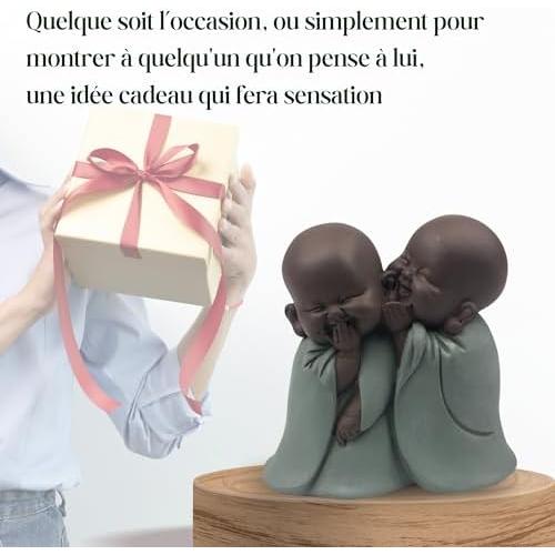 Présentation de Zoom sur Statuette Bonze Chuchoteur: Décoration Feng Shui Relaxante 