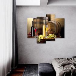 Peinture Murale Vin, Grain de Raisin, Toile Moderne en situation