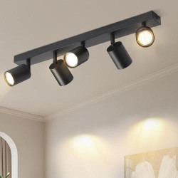 Présentation Plafonnier Spot Orientable Noir, 5 Spots GU10, LED