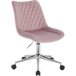 Présentation Chaise Bureau Pivotante 360°, Tabouret Velours Rose, Roulettes