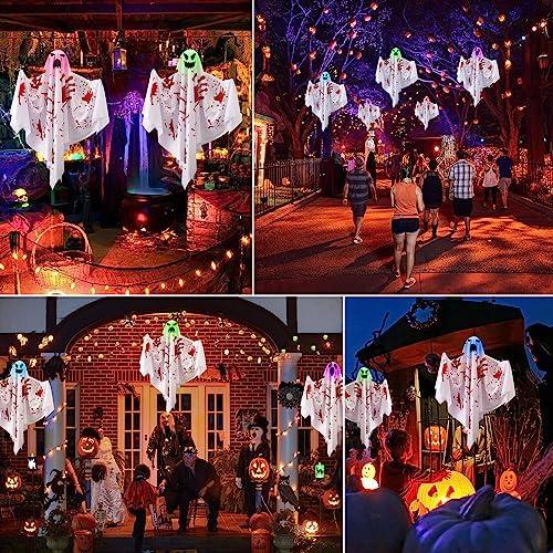 Présentation de Zoom sur Fantômes Suspendus Lumineux, Lot de 3, Halloween, LED