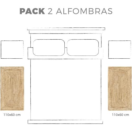 Présentation de Zoom sur Pack 2 Tapis Jute Alhambra Naturel, Tressés Main