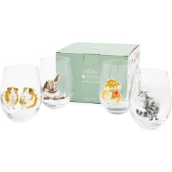 Verres Wrendale Designs, Lot de 4, Élégance Animaux en situation