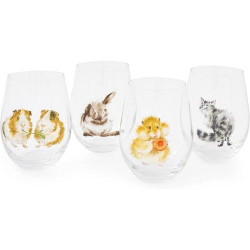 Présentation Verres Wrendale Designs, Lot de 4, Élégance Animaux