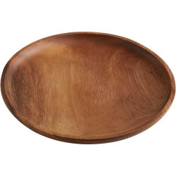 Présentation Assiette en bois acacia marron, design élégant, durable