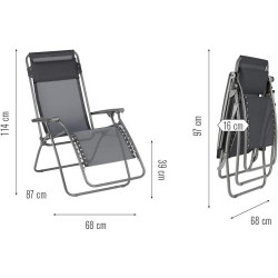 Fauteuil Relax Zero Gravité Lafuma Mobilier, Gris en situation