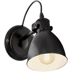 Présentation Lampe murale industrielle EGLO PRIDDY, applique rétro acier noir blanc E27