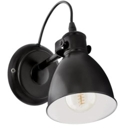 Lampe murale industrielle EGLO PRIDDY, applique rétro acier noir blanc E27 en situation