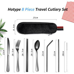 Hotype Couverts Camping Acier Inoxydable 8 Pièces Noir en situation