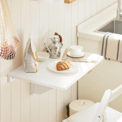 Table Murale Rabattable, Table Cuisine Pliante, Blanc en situation