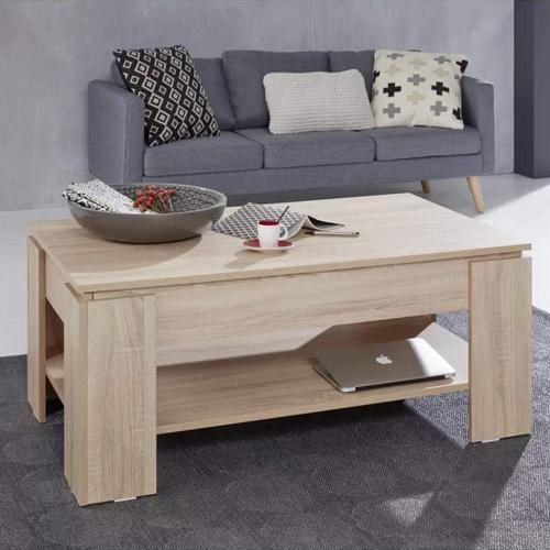 Présentation de Zoom sur Table Basse Bakaji Design Moderne Beige, Rehausseur, Conteneur