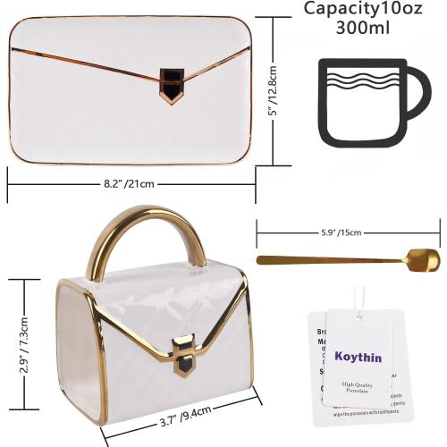 Présentation de Tasse Koythin céramique créative sac à main, soucoupe en situation