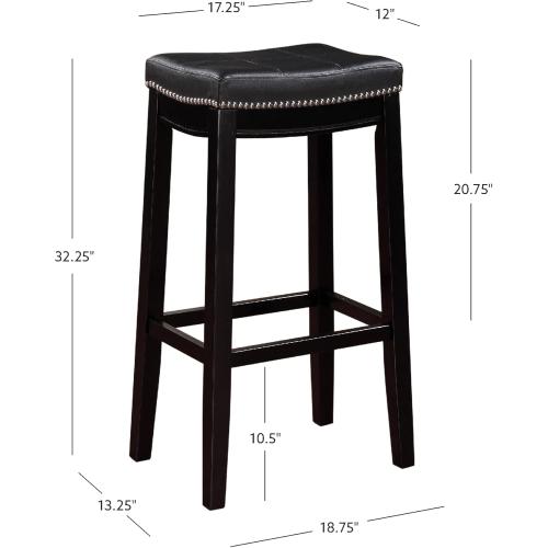 Présentation de Zoom sur Tabouret noir Linon Claridge, design moderne, confort