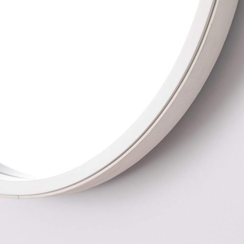 Présentation de Zoom sur Miroir mural décoratif bois, sangle cuir blanc, ASPECT M31W