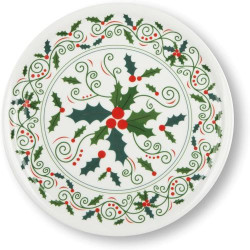 Présentation Assiette plate porcelaine Noël, motif houx, Excelsa